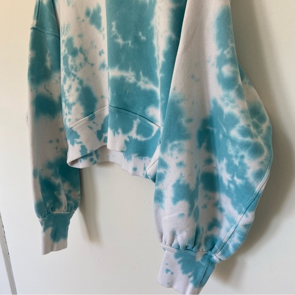 Spritual Gangster Mock Neck Tie Dye Sweatshirt in Blue and White size Large - Picture 8 of 8